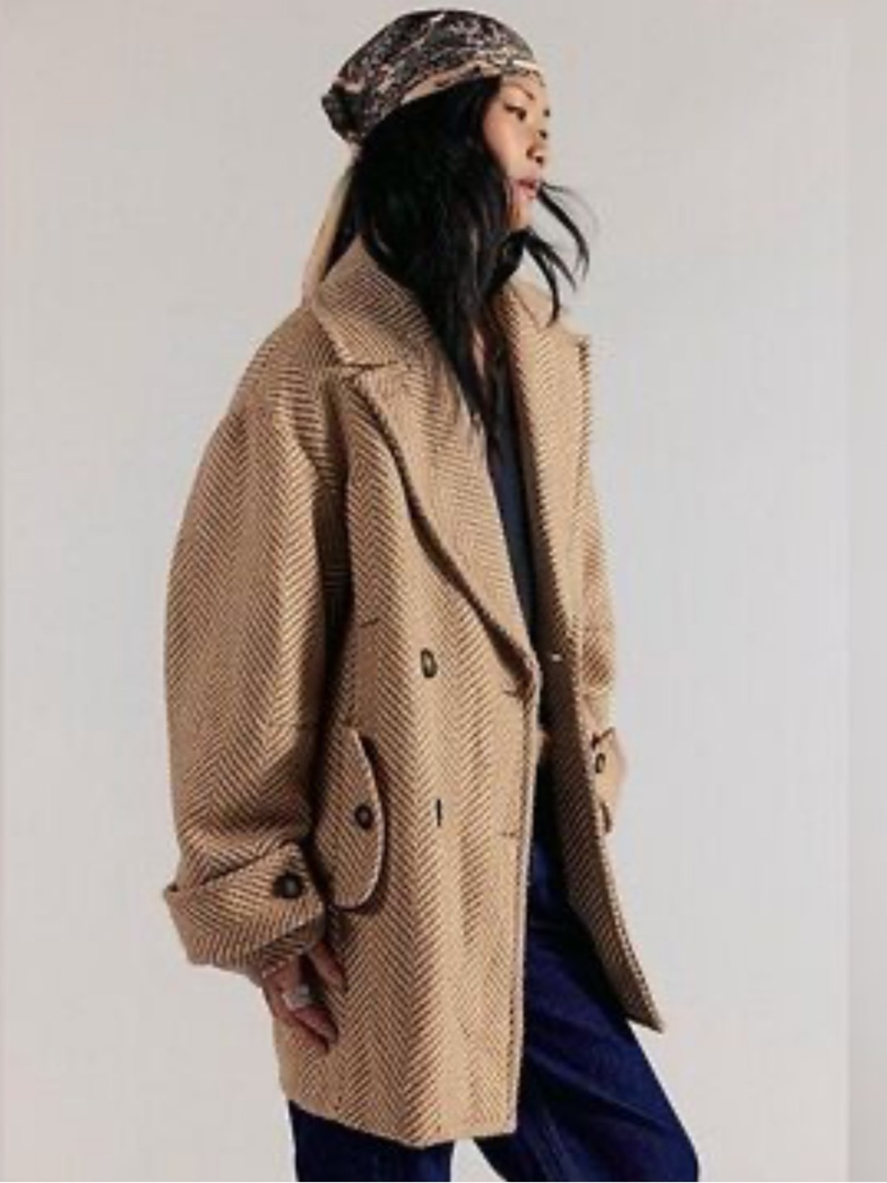 Free People Wool Peacoat 
Color- Tan
NWOT
OVERSIZED